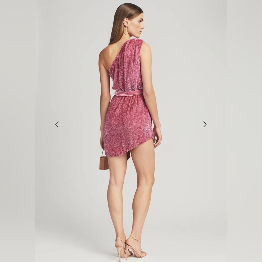 Retrofete One-Shoulder Mini Dress in Pink Sequin - Picture 5 of 14